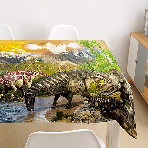 ENEN Rechteckige Tischdecke undurchsichtig, 3D Dinosaur Drucken Tischtuch Abwaschbar Schmutzabweisend Küchentischabdeckung für Küche, Haus Dekoration (Dinosaurier Welt,100x140cm) von ENEN