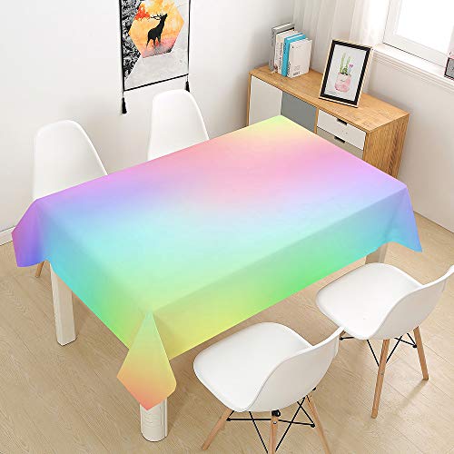 ENEN Tischdecke Wasserabweisend Rechteckige, Farbverlauf Drucken Tischtuch Abwaschbar Abwischbar Schmutzabweisend Küchentischabdeckung für Küche, Haus Dekoration (Regenbogenfarben,100x140cm) von ENEN