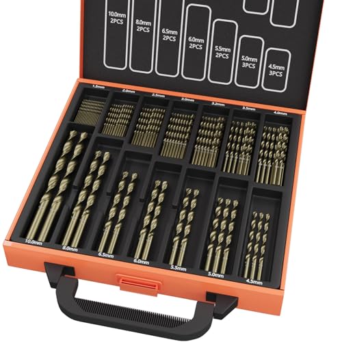 ENERTWIST Kobalt-Bohrer-Set, 99-teilig, HSS-Spiralbohrer, 135° M35, metrische Bohrer für gehärtetes Metall, Edelstahl, Gusseisen, Holz und Kunststoffe, mit Metall-Index-Aufbewahrungskoffer (1,5 mm - von ENERTWIST