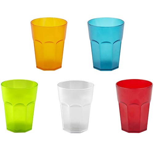 ENGELLAND 5x Kunststoffbecher Trinkbecher Party-Becher Plastik Trink-Gläser Mehrweg Coktailbecher Bunt transparent 0,4l von ENGELLAND