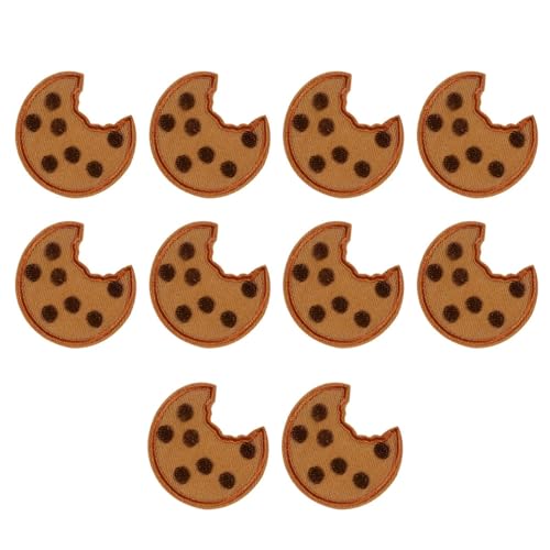 Cookie Aufnäher, Aufnäher zum Aufbügeln Kekse Stickerei Kleidung Patch Flicken, Dekorativer Keksaufnäher Patch Etikett Gebügeltes Gesticktes Abzeichen Für Kleidung, Jacke, Hut, Dekorationen(10pcs) von ENGFGH