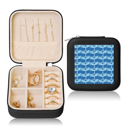 ENGhjes Kleine Schmuckschatulle mit Libellen-Druck, Reise-Schmuckschatulle, Mini-Schmuck-Aufbewahrungsvitrine für Damen ENGhjes Kleine Schmuckschatulle mit Libellen-Druck, Reise-Schmuckschatulle, Mini-Schmuck-Aufbewahrungsvitrine für Damen von ENGhjes