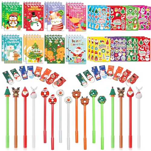 64Stück Weihnachten Party Mitgebsel Schreibwaren für Kinder,Weihnachts Geschenk Mitgebsel Gastgeschenke mädchen Jungen Give aways,Mitbringsel,Geschenke für Schulpartys,Weihnachtsstrumpffüller von ENIKMOSD