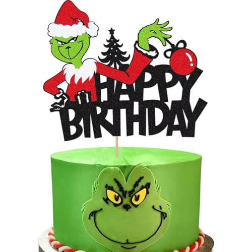 ENIXWH Grinch Cupcake Topper Weihnachten Food Fruit Picks für Party Kuchen Dessert Dekoration von ENIXWH