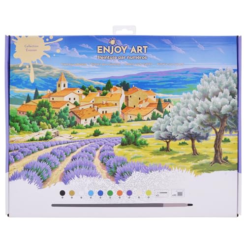 ENJOY ART Kit Malen nach Zahlen, Lavendel in der Provence, 40 x 30 cm von ENJOY ART