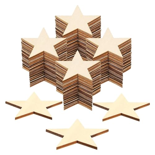 ENLACE 50 Stück Holzsterne Deko, Holzsterne zum Basteln und Dekorieren, 5cm Sterne Basteln, Holzsterne Blank Holz Stern Scheiben, für Weihnachtsdeko, DIY-Dekorationen, Hochzeitsdekoration von ENLACE