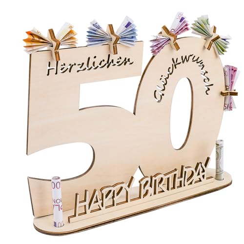 ENLACE Holzschild Gästebuch, 50 Geburtstag Mann Frau Deko, Holz Schild Gästebuch mit Ständer und 5 Holzpentagramme Deko Geburtstagsgeschenk, Geburtstag Deko für Frauen & Männer von ENLACE