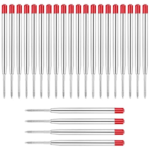 ENLACE Kugelschreiberminen Rot,24 x Kugelschreiber Rote Mine,Metall Kuliminen, Ersatzminen Kugelschreiber,Großraumminen für Kugelschreiber G2-Format,Kompatible Set Minen 1,0mm Strichstärke M von ENLACE