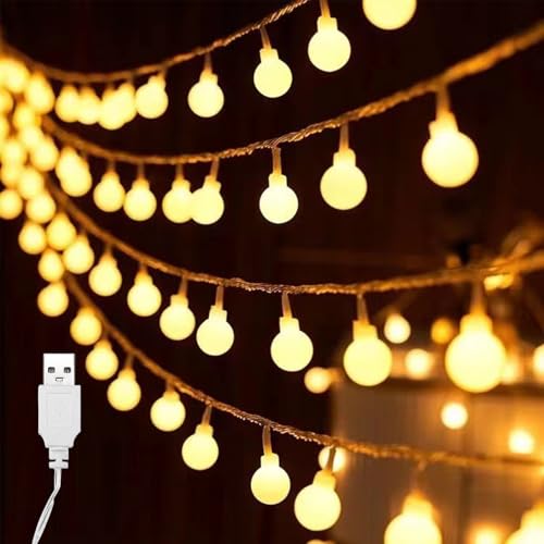 ENLACE USB Lichterkette Innen, 3M 20 LED Lichterkette Kugeln Warmweiß, USB-Betrieb, Kugel Lichterketten für Hochzeit, Weihnachten, Party, Zimmer, Balkon Deko, Camping, Innen & Außen ENLACE USB Lichterkette Innen, 3M 20 LED Lichterkette Kugeln Warmweiß, USB-Betrieb, Kugel Lichterketten für Hochzeit, Weihnachten, Party, Zimmer, Balkon Deko, Camping, Innen & Außen von ENLACE