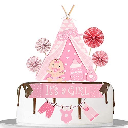 Babyparty Tortendeko Mädchen It's A Girl Tortendeko set für Taufe Deko Mädchen Baby Geburtstag Kuchendekoration von ENSTAB