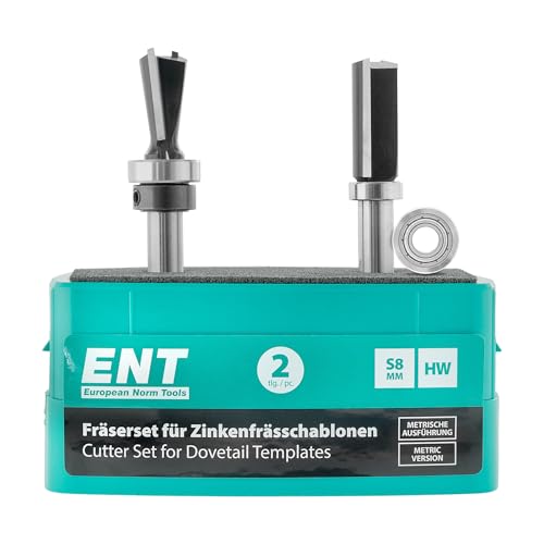 ENT 09043 2-tlg. Fräser-Set für metrische ENT-Frässchablone, für hochwertige Zinkenverbindungen von ENT European Norm Tools