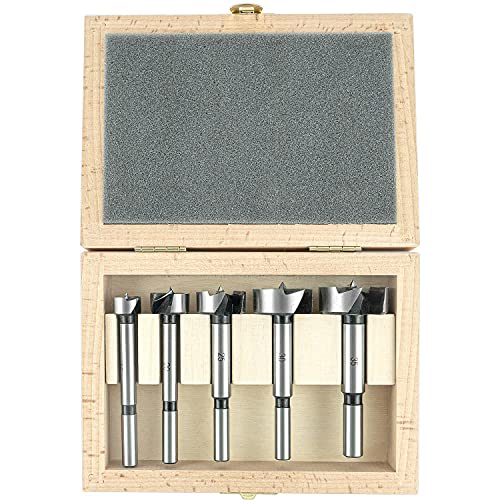 ENT 40305 5-teilig Forstnerbohrer Premium Set Werkzeugstahl geschmiedet, Durchmesser (D) 15-20-25-30-35 mm, Schaft 8/10 mm von ENT European Norm Tools