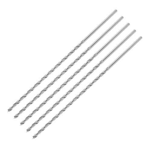 ENT 50444 Holzspiralbohrer Ø 4 mm im 5er-Pack, extra lang 200 mm, HSS-G, mit Zentrierspitze und Vorschneider, NL 135, Schaft zylindrisch von ENT European Norm Tools