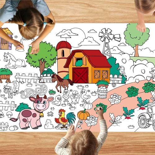 Giant Party Coloring Poster, 30 x 72 Inches Jumbo Coloring Banner/Table Cover for School Parties, Birthday Party, Special Events Decoration (Nutztiere) von ENTHUR