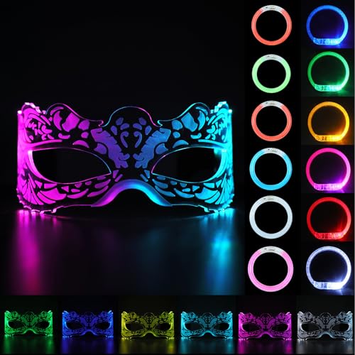 LED-Brille für Rave-Partys Brille mehrfarbig futuristische Maske 12-Pack LED-Armbänder Leuchtarmbänder Armband für leuchtende Armbänder Partygeschenke für Geburtstage Karneval Konzerte und Halloween von ENUOLI