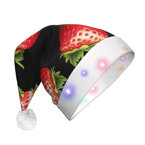 ENVEED Erdbeer-Clipart LED-beleuchteter Weihnachtsdekorationshut, Plüsch-Weihnachtsmütze für Erwachsene für Urlaubsspaß von ENVEED