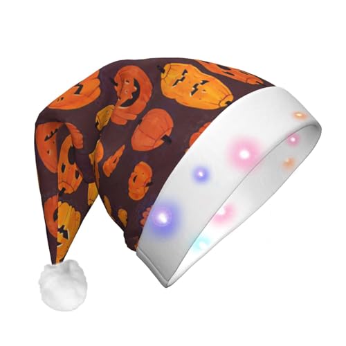 ENVEED Halloween-Kürbis1 LED-beleuchteter Weihnachtsdekorationshut, Plüsch-Weihnachtsmütze für Erwachsene für Urlaubsspaß von ENVEED