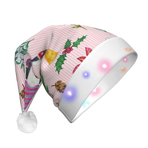 ENVEED Niedlicher Zwerg 1 LED-beleuchteter Weihnachtsdekorationsmütze, für Erwachsene, Plüsch-Weihnachtsmütze für Urlaubsspaß von ENVEED