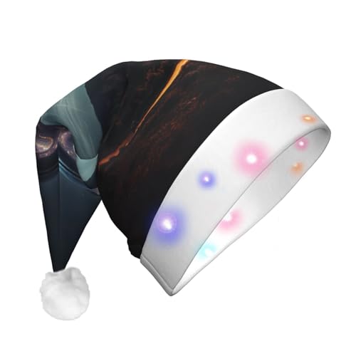 ENVEED Ufo At Night LED-beleuchteter Weihnachtsdekorationsmütze, Plüsch-Weihnachtsmütze für Erwachsene für Urlaubsspaß von ENVEED