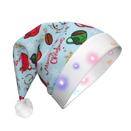 ENVEED Weihnachtsgeschirr, LED-beleuchteter Weihnachtsdekorationshut, Plüsch-Hut für Erwachsene, leuchtende Weihnachtsmütze für Urlaubsspaß von ENVEED