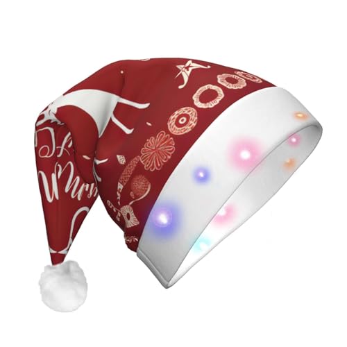 ENVEED Weihnachtsmütze mit Elch, LED-beleuchtet, für Erwachsene, Plüsch, leuchtende Weihnachtsmütze für Urlaubsspaß von ENVEED