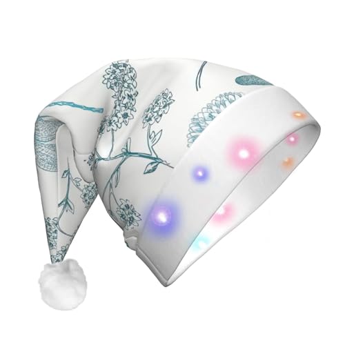 ENVEED Weihnachtsmütze mit Libellen-LED-Licht, für Erwachsene, Plüsch, leuchtende Weihnachtsmütze für Urlaubsspaß von ENVEED