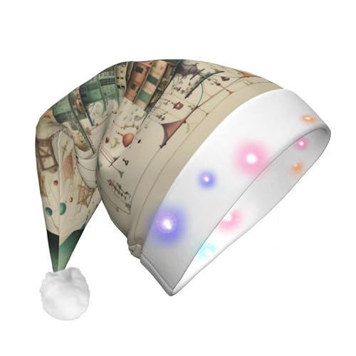 ENVEED Weihnachtsmütze mit Physik-Druck, LED-beleuchtet, für Erwachsene, Plüsch, leuchtende Weihnachtsmütze für Urlaubsspaß von ENVEED