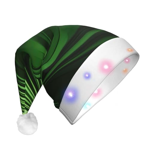 ENVEED Weihnachtsmütze mit grüner Kurvenstruktur, LED-beleuchteter Weihnachtsmütze, für Erwachsene, Plüsch, leuchtende Weihnachtsmütze für Urlaubsspaß von ENVEED