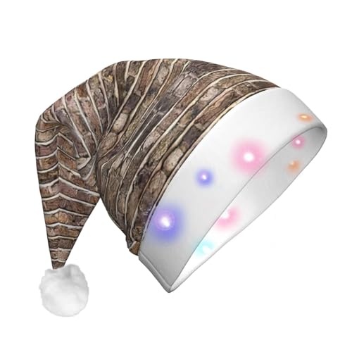 ENVEED Ziegelmauer-LED-beleuchtete Weihnachtsdekorationsmütze für Erwachsene, Plüsch, leuchtende Weihnachtsmütze für Urlaubsspaß von ENVEED
