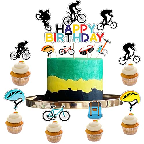 ENYACOS Fahrrad Cupcake Topper Fahrrad Kuchen Topper Geschenkidee für Fahrradfahrer Tortendeko für Fahrrad Thema Party Dekoration Fahrrad Kuchendeko Geburtstag für Mann und Junge (A) von ENYACOS