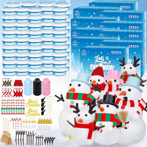 100 Stück Weihnachts-Bastelset, Schneemann-Set, Innendekoration, Schneemann-Set, DIY-Weihnachtsschmuck, kreative lufttrocknende Modelliermasse, Weihnachtsschule, Familienfeier, Aktivitäten, von EOBOH