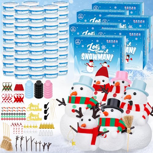 EOBOH 72 Stück Weihnachts-Schneemann-Bastelset, DIY-Schneemann-Bastelset, Innendekoration, kreative lufttrocknende Modelliermasse, Weihnachts-Schneemann-Bastelset, Spielzeug für Familie, Schule, von EOBOH