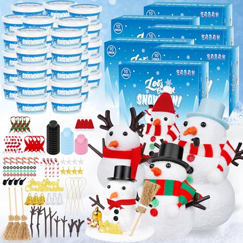 Schneemann-Set, 60 Stück, Weihnachts-Bastelset, DIY, Schneemann-Set, Innendekoration, kreative lufttrocknende Modelliermasse, Weihnachtsaktivitäten, Familie, Schule, Party, Schneemann, Bastelzubehör von EOBOH