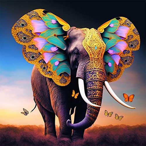 EOBROMD Diamond Painting Elefant, DIY 5D Diamant Painting Bilder Erwachsene, Diamond Painting Set Erwachsene Kinder Elefant Diamant Malerei für Home Wand Décor (35x35cm) von EOBROMD