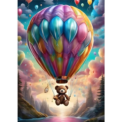 EOBROMD Diamond Painting Ballons, 5D Diamant Painting Bilder für Erwachsene Heißluftballons, DIY Bären Diamant Malerei Set für Wanddekoration 30x40 cm von EOBROMD