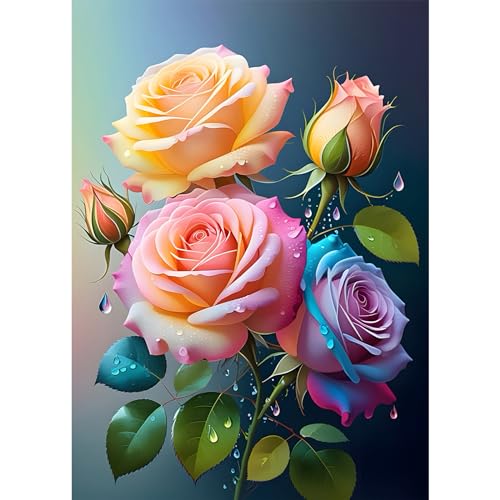 EOBROMD Diamond Painting Erwachsene Blume, 5D Diamant Painting Bilder Erwachsene Pflanze, DIY Diamond Painting Bilder Diamant Malerei Set für Wanddekoration 30x40cm von EOBROMD