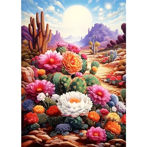 EOBROMD Diamond Painting Erwachsene Blumen, 5D Diamant Painting Bilder Erwachsene Kaktus, DIY Diamond Painting Bilder Diamant Malerei Gobi-Landschaft Set für Wanddekoration 30x40cm von EOBROMD