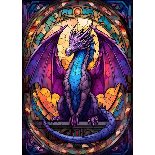 EOBROMD Diamond Painting Erwachsene Drache, 5D Diamant Painting Bilder Erwachsene Fantasie, DIY Diamond Painting Bilder Diamant Malerei Fantasie Set für Wanddekoration 30x40cm von EOBROMD