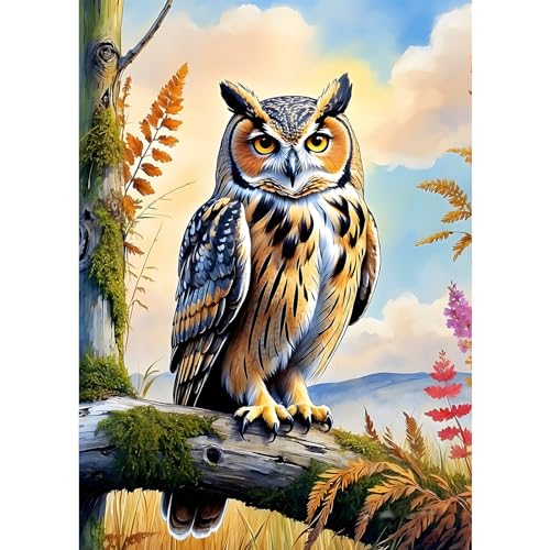 EOBROMD Diamond Painting Eulen, 5D Diamant Painting Bilder für Erwachsene Tote Bäume, DIY Tiere Diamant Malerei Set für Wanddekoration 30x40 cm von EOBROMD