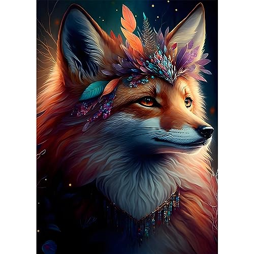 EOBROMD Diamond Painting Erwachsene Füchse, 5D Diamant Painting Bilder Erwachsene Tiere, DIY Diamond Painting Bilder Diamant Malerei Set für Wanddekoration 30x40cm von EOBROMD