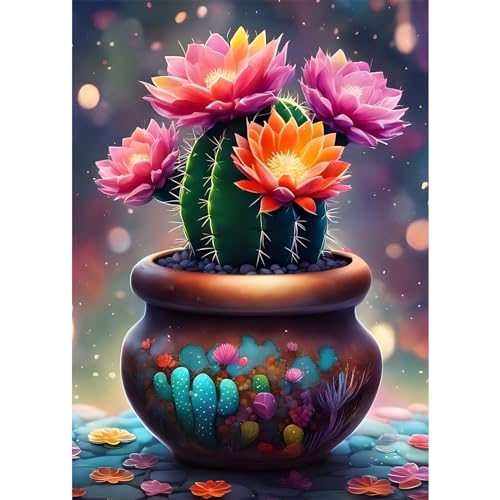 EOBROMD Diamond Painting Erwachsene Kaktus, 5D Diamant Painting Bilder Erwachsene Blumen, DIY Diamond Painting Bilder Diamant Malerei Blume Set für Wanddekoration 30x40cm von EOBROMD