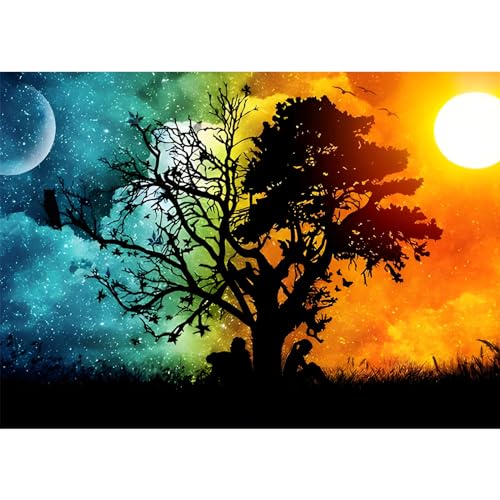 EOBROMD Diamond Painting Erwachsene Landschaft, 5D Diamant Painting Bilder Erwachsene Tag und Nacht, DIY Diamond Painting Bilder Diamant Malerei Set für Wanddekoration 30x40cm von EOBROMD