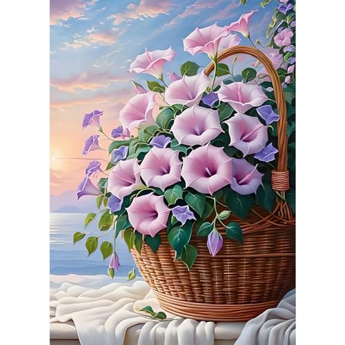 EOBROMD Diamond Painting Meeresküste, 5D Diamant Painting Bilder für Erwachsene Blumen, DIY Korb Diamant Malerei Set für Wanddekoration 30x40 cm von EOBROMD