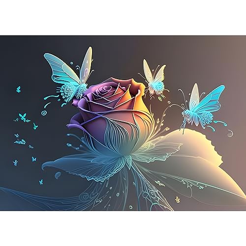 EOBROMD Diamond Painting Schmetterling, 5D Diamant Painting Bilder für Erwachsene Blume, DIY Diamant Malerei Set für Wanddekoration 30x40 cm von EOBROMD