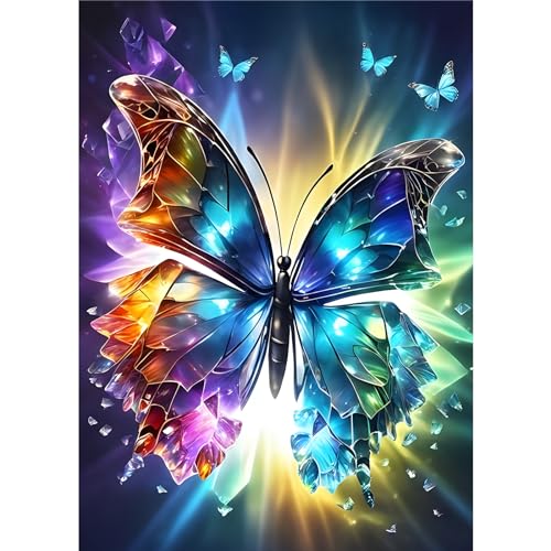 EOBROMD Diamond Painting Erwachsene Schmetterling, 5D Diamant Painting Bilder Erwachsene Fantasie, DIY Diamond Painting Bilder Diamant Malerei Set für Wanddekoration 30x40cm von EOBROMD