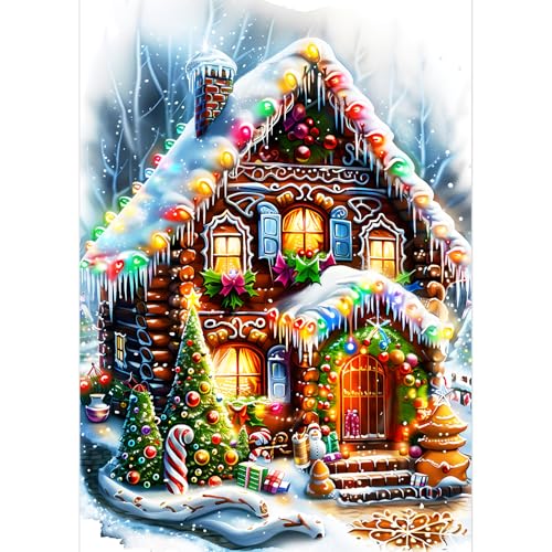 EOBROMD Diamond Painting Erwachsene Süßigkeiten-Haus, 5D Diamant Painting Bilder Erwachsene Weihnachten, DIY Diamond Painting Bilder Diamant Malerei Set für Wanddekoration 30x40 cm von EOBROMD