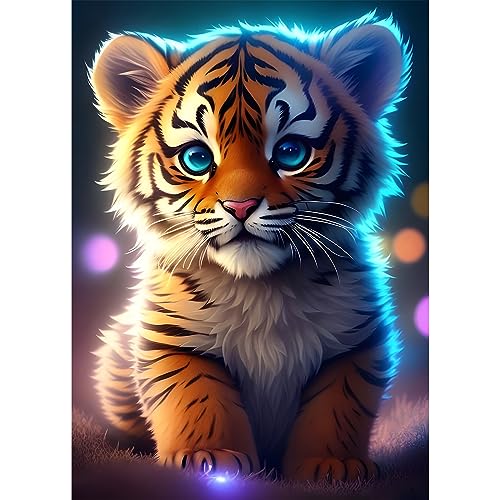 EOBROMD Diamond Painting Erwachsene Tiger, 5D Diamant Painting Bilder Erwachsene, DIY Diamond Painting Bilder Diamant Malerei Tiere Set für Wanddekoration 30x40cm von EOBROMD