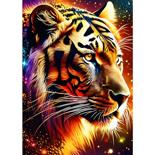 EOBROMD Diamond Painting Erwachsene Tiger, 5D Diamant Painting Bilder Erwachsene Tiere, DIY Diamond Painting Bilder Diamant Malerei Tiere Set für Wanddekoration 30x40cm von EOBROMD