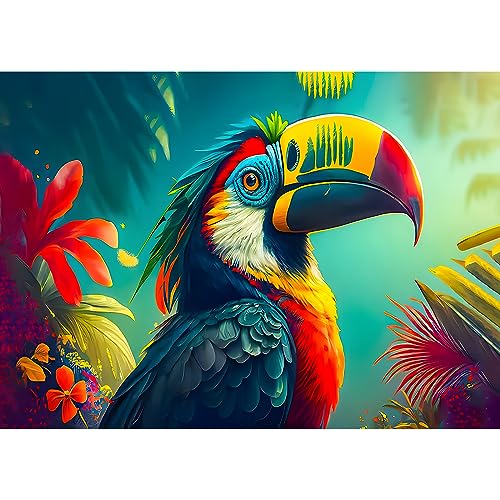 EOBROMD Diamond Painting Erwachsene Tucano, 5D Diamant Painting Bilder Erwachsene Tiere, DIY Diamond Painting Bilder Diamant Malerei Set für Wanddekoration 30x40cm von EOBROMD