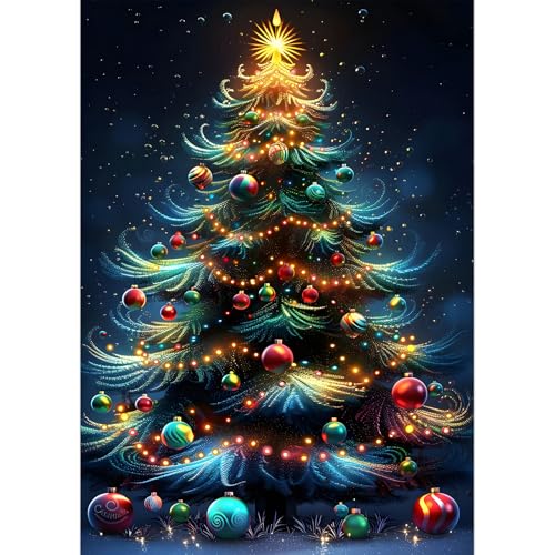 EOBROMD Diamond Painting Erwachsene Weihnachtsbaum, 5D Diamant Painting Bilder Erwachsene Weihnachtskugeln, DIY Diamond Painting Bilder Diamant Malerei Set für Wanddekoration 30x40 cm von EOBROMD